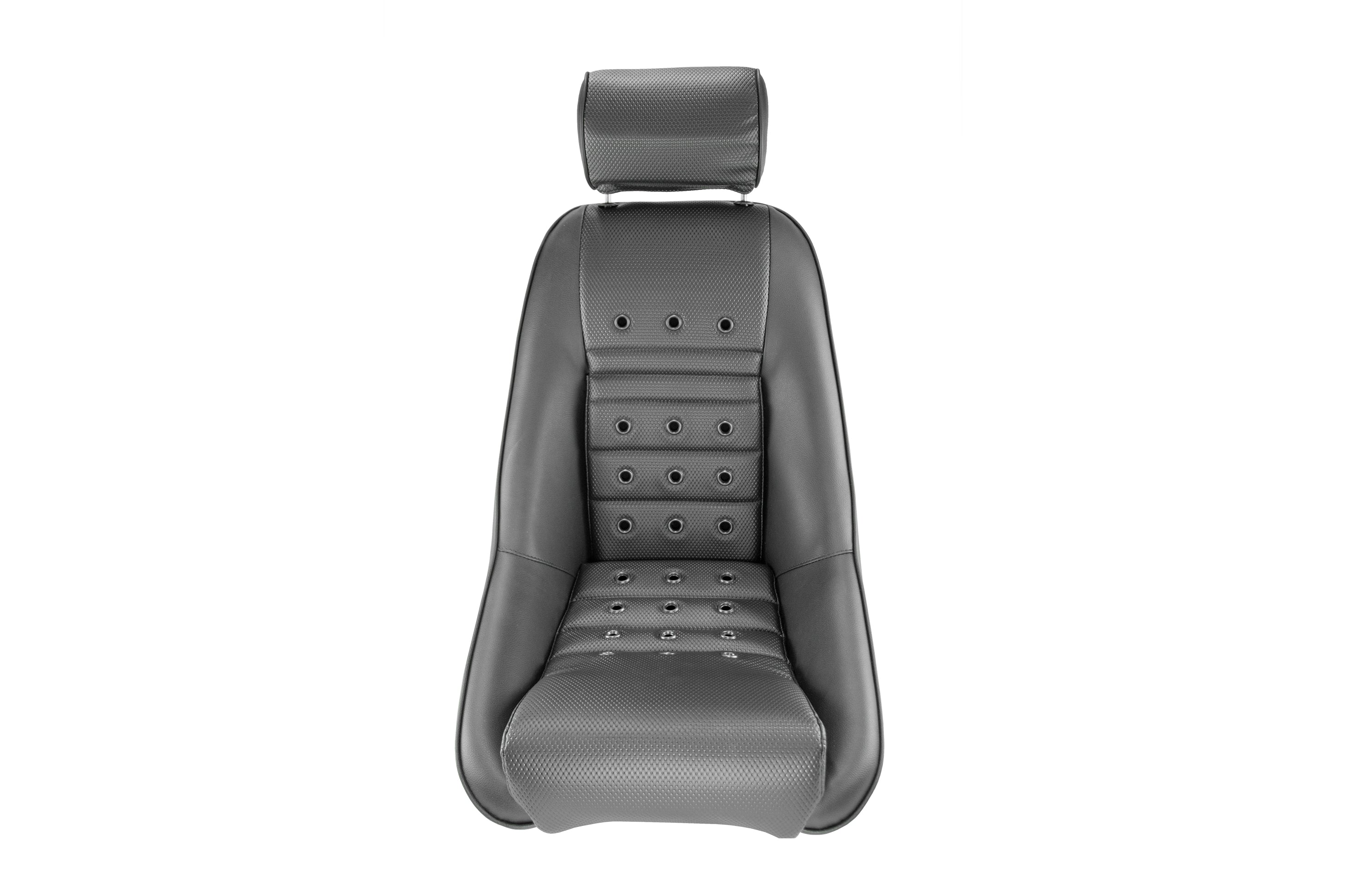 Cobra Black vinyl Classic RS seat w/basketweave centers and eyelets in the back panel